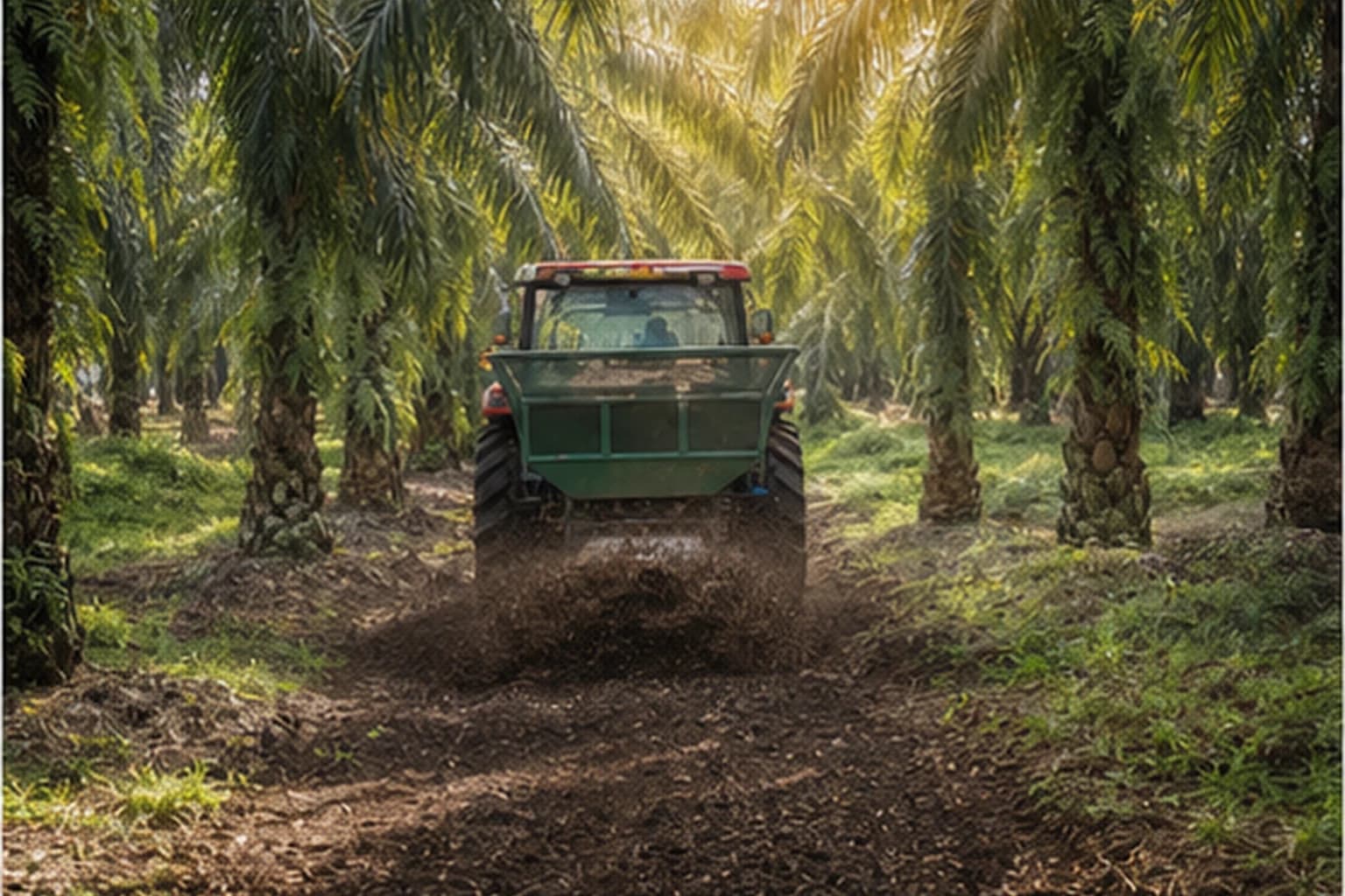 Organic fertilizer applied back in an oil palm estate